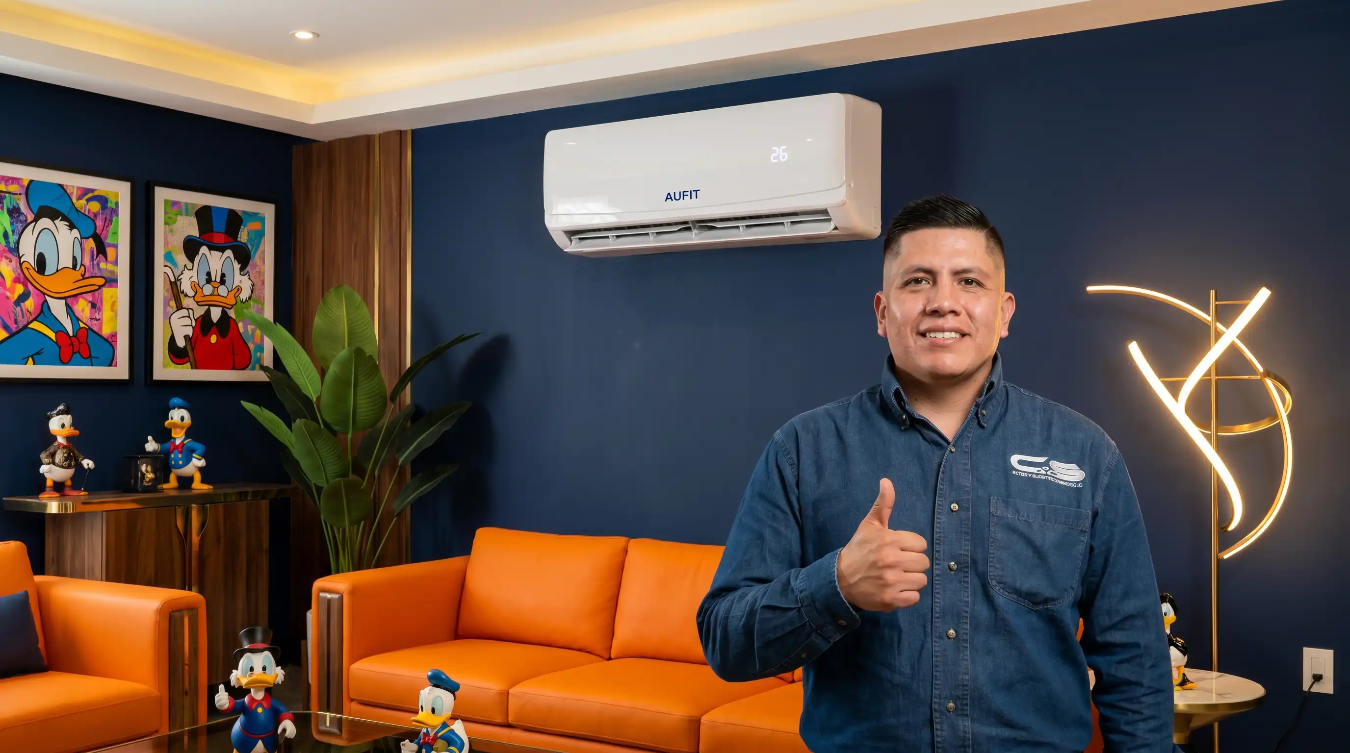 Técnico de CYS instalando aire acondicionado